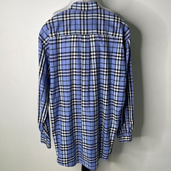 Burberry Men's Blue Plaid Nova Check Button Down Long Sleeve Shirt Size Large - Picture 5 of 15